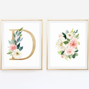 Impresión inicial, Impresión de monograma, Juego de decoración de 2 paredes, Arte de pared imprimible de monograma, Signo inicial, Impresiones de arte de pared de letras, Imprimibles iniciales