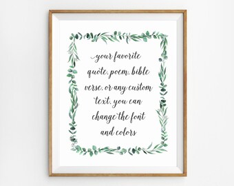 Custom Vows Wall Art, Custom Verse Sign, Custom Quote Poster, Custom Poem Wall Art, Custom Inspirational Quotes