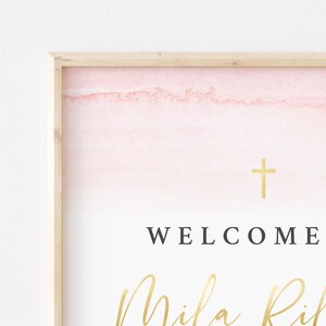 Baptism Decorations, Rustic Baptism Decor, Welcome Baptism Watercolor Sign, Baptism Welcome Sign, Baptism Party Decorations image 3