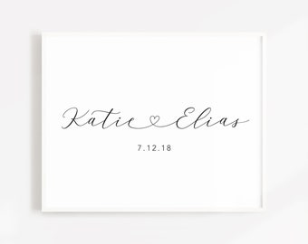 Engagement Decorations, Custom Name Sign, Personalized couple name print, Custom Couple Art, Personalized Couple Wall Art