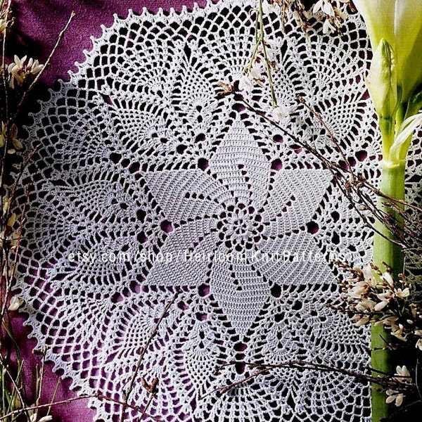 Napperon vintage Crochet Modèle Circulaire Napperon Diagramme Napperon 12.5'' 32cm Place Mat Table Center Runner Pattern Téléchargement instantané PDF- 02