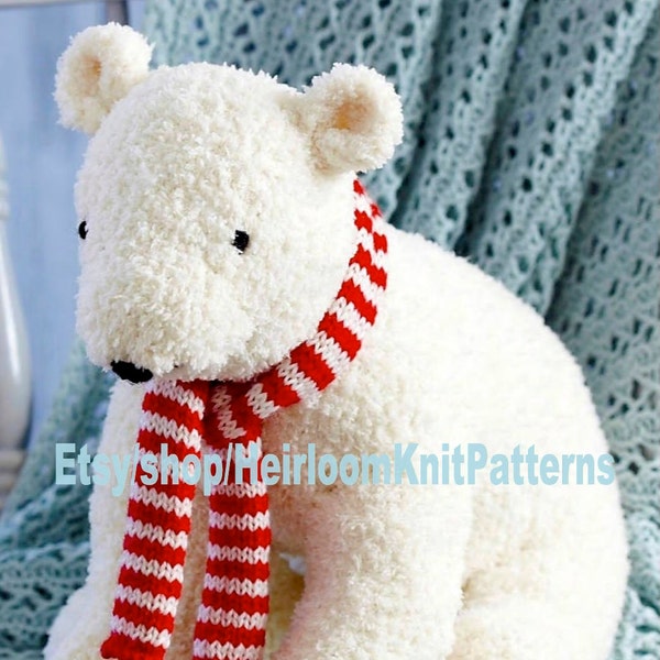 Cuddly Polar Bear Toy Vintage Knitting Pattern Bear Pattern Boy Girl Stuffed Toy Pattern Teddy Bear Pattern Instant Download PDF - 790