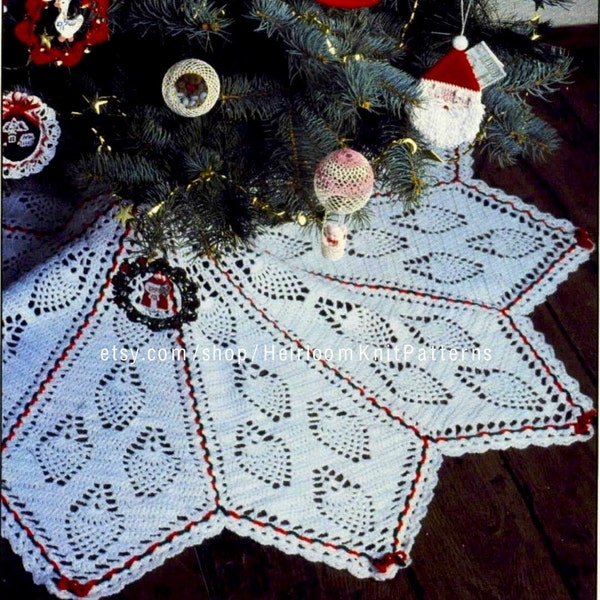 Pineapple Christmas Tree Skirt Vintage Crochet Pattern PDF Holiday Home Decor Christmas Tree Trims Worsted Yarn Instant Download PDF - 2266