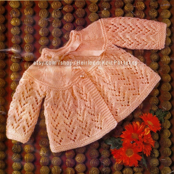 Baby Matinee Coat Vintage Knitting Pattern 17-19'' DK 4Ply 3Ply Knitted Baby Boy Girl Coat Pattern Instant Digital Download PDF - 2068