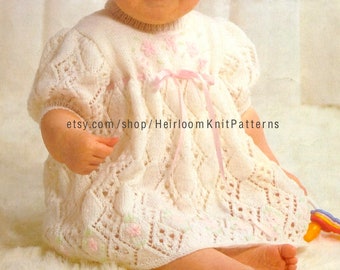 Baby Girl Dress Vintage Knitting Pattern PDF 3Ply/ Fingering Yarn Pattern Knit Baby Dress Pattern 16-20'' Instant Download PDF - 2213