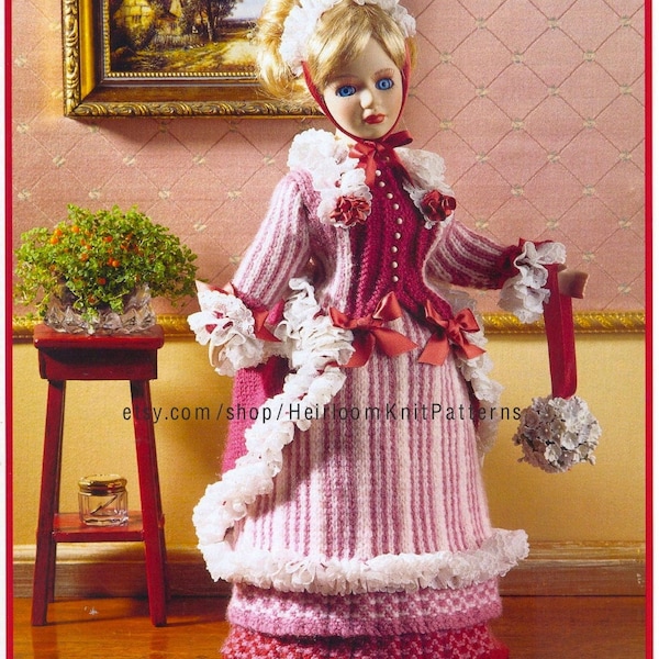 15'' Doll Clothes Vintage Knitting Pattern Porcelain Heirloom Doll Victorian Wedding Costume Always the Bridesmaid Instant Download PDF-2260