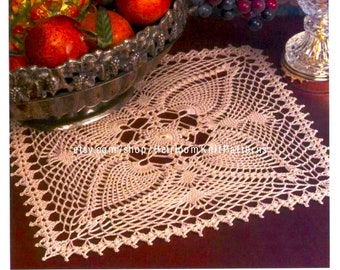 Pineapple Doily Vintage Crochet Pattern 14'' Square Doily Table Center Row by Row Pattern Home Decor Gift Idea Instant Download - 2161