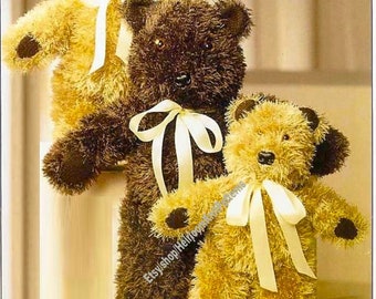 3 Bears Vintage Knitting Pattern 3 Sizes Teddy Bear Pattern Baby Boy Girl Stuffed Plush Toy Christmas Gift Idea Instant Download PDF - 295