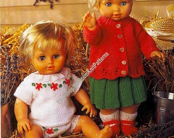 5-Piece Indoor Outfit Baby Doll Clothes Vintage Knitting Pattern Doll  Height 12''-14''; 15''-18'';