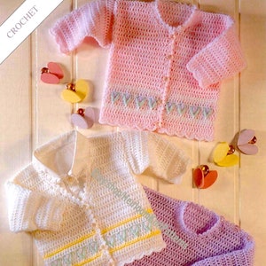 Baby Child Cardigans & Sweater Vintage Crochet Pattern Girls Children&#39;s DK 8ply Pattern 0- 6 years 16- 26&#39;&#39; Instant Download PDF - 164
