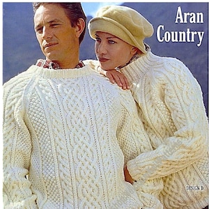 Classic Mens Womens Aran Sweaters Vintage Knitting Pattern 34-44'' Family Adult Teen Boy Girl Fisherman Jumper Instant Download PDF - 532