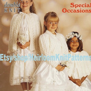 6 Styles Girl Cardigan Cape Tunic Bolero Sweater Vintage DK Knitting Pattern 20-30'' Confirmation Wedding Party Instant Download PDF 105 image 1