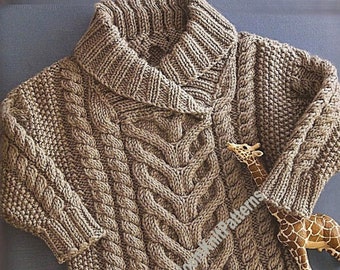 Baby Toddler Boy Girl Stunning Fisherman&#39;s Pullover/ Aran Cable Sweater Jumper Vintage Knitting Pattern DK 8ply Instant Download PDF - 442
