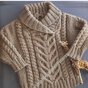 Baby peuter jongen meisje prachtige visserstrui / Aran-kabeltrui trui vintage breipatroon DK 8-laags Instant download pdf - 442