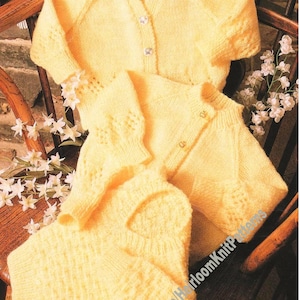 Baby Boy Girl Cardigans & Sweater Vintage Knitting Pattern V-neck Cardigan Jumper Pullover DK 16- 22&#39;&#39; 0- 2 years Instant Download PDF- 3212