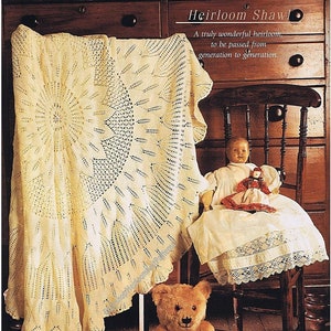 Heirloom Shawl Vintage Knitting Pattern PDF Traditional Round Baby Boy Girl Adult Women&#39;s Lace Shawl Wrap Blanket Instant Download PDF- 3146
