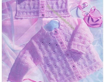Baby Child Cardigans Vintage Knitting Pattern 16-26'' 0- 6 yrs Toddler Big Girl Round V Neck Cardigan DK 8ply yarn Instant Download PDF- 763