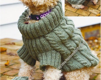 Dog Sweater Vintage Knitting Pattern Cosy Aran Cables Dog Puppy Sweater Coat Jumper Knitting Pattern Pet Pattern Instant Download PDF - 786