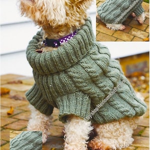 Dog Sweater Vintage Knitting Pattern Cosy Aran Cables Dog Puppy Sweater Coat Jumper Knitting Pattern Pet Pattern Instant Download PDF - 786