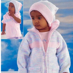 Baby Child Jacket Gilet & Pixie Hat Set Vintage Knitting Pattern 16-26'' Boy Girl Cardigan Waistcoat Body Warmer Instant Download PDF - 770
