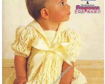 Vintage Baby Knitting Pattern Baby Girls Dress 16- 22'' Birth - 2 years DK/ 8Ply Baby Toddler Lacy Dress Instant Download PDF - 811
