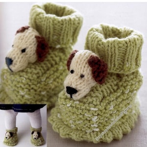 Baby Boy Girl Doggie Slippers Bootees Shoes Vintage Knitting Pattern Baby Booties DK 8ply Light Worsted Instant Digital Download PDF - 167