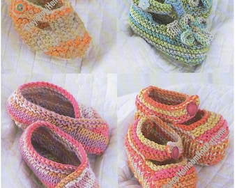 4 Designs Baby Boy Girl Bootees Shoes Slippers Vintage Knitting Pattern Booties Socks 0- 2 years DK 8ply yarn Instant Download PDF - 793