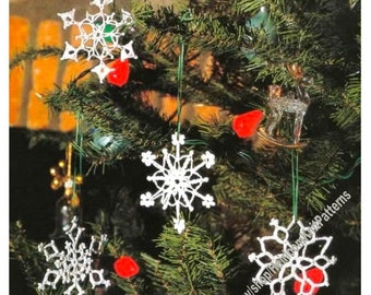 5 Snowflakes Vintage Crochet Pattern Christmas Ornaments Tree Trims Decoration Snowflakes both Text + Graph Chart Instant Download PDF- 3123