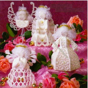 8 Angel Ornaments Vintage Plastic Canvas Pattern Christmas Tree Topper Package Trim Fridgie Wedding Baptism Gift Instant Download PDF - 2417