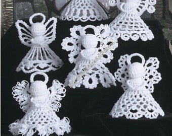 6 angelitos Vintage ganchillo patrón adornos de árbol de Navidad ocasión especial adornos de boda decoración regalo descarga inmediata PDF - 2436