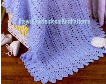 Pretty Baby Afghan Vintage Crochet Pattern Boy Girl Wrap Blanket Coverlet Christening Shawl Baby Shower Gift Idea Instant Download PDF- 2583