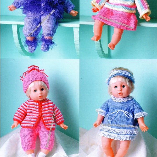 10 Pieces 16'' 40cm Doll Clothes Vintage Knitting Pattern Jacket Hat Trousers Dress Headband Sweater Skirt Pants Instant Download PDF - 2245