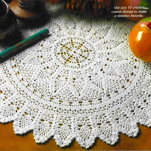 Pineapple Doily Vintage Crochet Pattern 19&#39;&#39; Round Doily Table Center Mat Row by Row Lacy Centerpiece Gift Idea Instant Download PDF - 2616