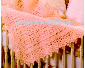 Heirloom Baby Afghaanse Vintage haakpatroon PDF Baby Boy Girl Wrap Deken Coverlet Afghaanse doopsjaal Instant Download PDF - 2581