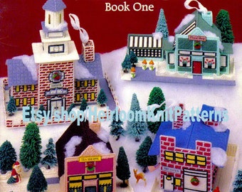 Vintage Plastic Canvas Pattern PDF Home for Christmas Town Village Courthouse Flower Shop Fire Station Shoppe Instant Download PDF - 2402