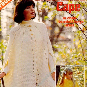 Ladies Girls Cape Vintage Crochet Pattern Mother Daughter Adult Child Stylish Poncho Wrap Gift Idea Instant download PDF - 3220