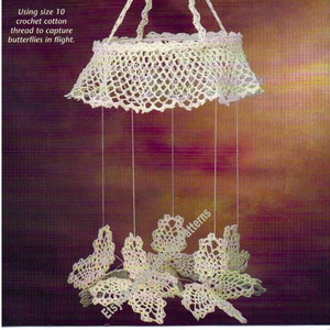 Butterfly Mobile Vintage Crochet Pattern Thread Crochet Home Girls Room Decor Baby Shower Nursery Mobile Gift Idea Instant Download PDF-3065
