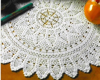 Pineapple Doily Vintage Crochet Pattern 19'' Round Doily Table Center Mat Row by Row Lacy Centerpiece Gift Idea Instant Download PDF - 2616