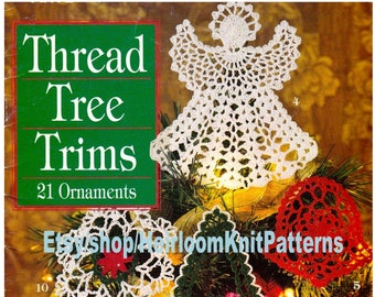 21 Ornamente Faden Baum Borte Vintage Häkelanleitung Taube Herz Engel Medaillons Schneeflocken Glocken Kränze Instant Download PDF - 2414