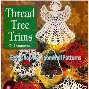 21 Ornaments Thread Tree Trims Vintage Crochet Pattern Dove Heart Angels Medallions Snowflakes Bells Wreaths Instant Download PDF - 2414