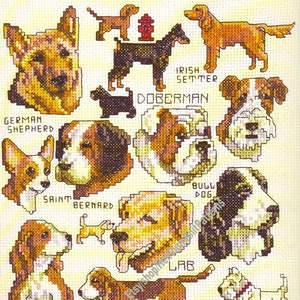 30 Motifs Dog Puppy Breeds Vintage Cross Stitch Pattern Small Mini Motif Purebred Dog Sampler Portrait Alphabet Instant Download PDF - 2782