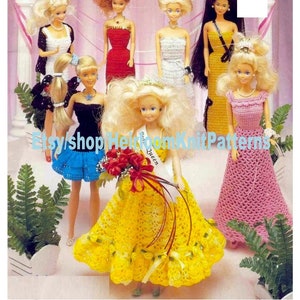 7 Fashion Doll Prom Dresses Vintage Crochet Pattern Teen Doll Outfit Clothes Gowns Prom Queen Princess Dress Instant Download PDF - 2490