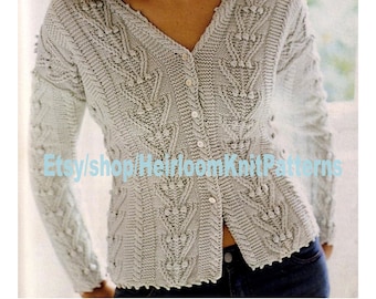 Ladies Textured Cardigan Knitting Pattern PDF 32-42'' 81-107cm DK 8ply Women's Cabled Shaped Cardigan Instant Download PDF - 405