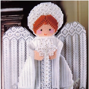 Treetop Angel Vintage Plastic Canvas Pattern PDF Christmas Craft Angel Tree Topper Holiday Display Mantel Decor Instant Download PDF - 2413
