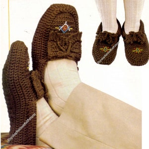 Child Adult&#39;s Moccasins Vintage Crochet Pattern Mens Boy Girl Slippers House Shoes Socks Christmas Gift Idea Instant Download PDF - 3707