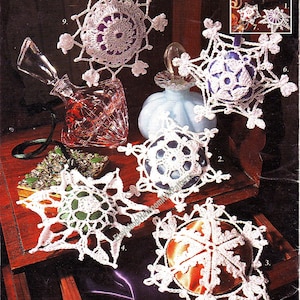 9 Crochet Snowflake Sachets Vintage Pattern Christmas Ornaments Home Decor Snowflake Package Tree Trims Gift Idea Instant Download PDF- 2302