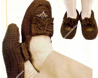 Child Adult's Moccasins Vintage Crochet Pattern Mens Boy Girl Slippers House Shoes Socks Christmas Gift Idea Instant Download PDF - 3707