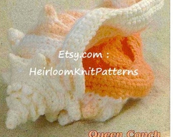 Crochet Queen Conch Shell Rare Vintage Pattern Sea Ocean Beach Mollusk Stuffed Toy Ornament Decoration Instant Digital download PDF - 1040