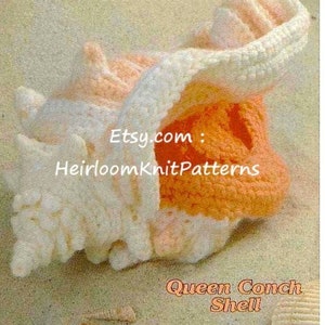 Crochet Queen Conch Shell Rare Vintage Pattern Sea Ocean Beach Mollusk Stuffed Toy Ornament Decoration Instant Digital download PDF - 1040