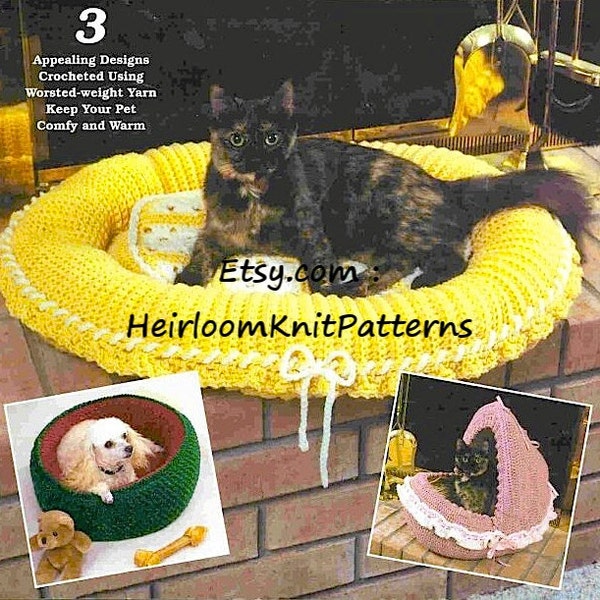 3 Designs Pet Beds Vintage Crochet Pattern PDF Dog Bed Cat Bed Pet Bed Pet Nest Crochet Pattern Instant Download Pet Pattern PDF - 1091